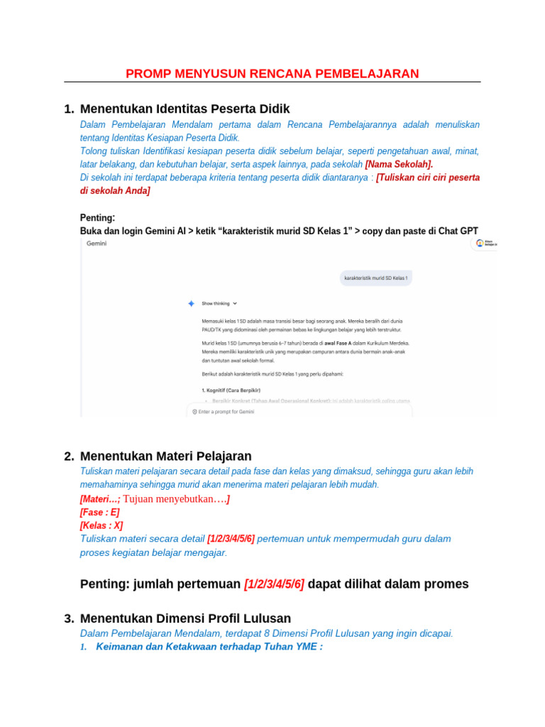 Promp Menyusun Rencana Pembelajaran | PDF