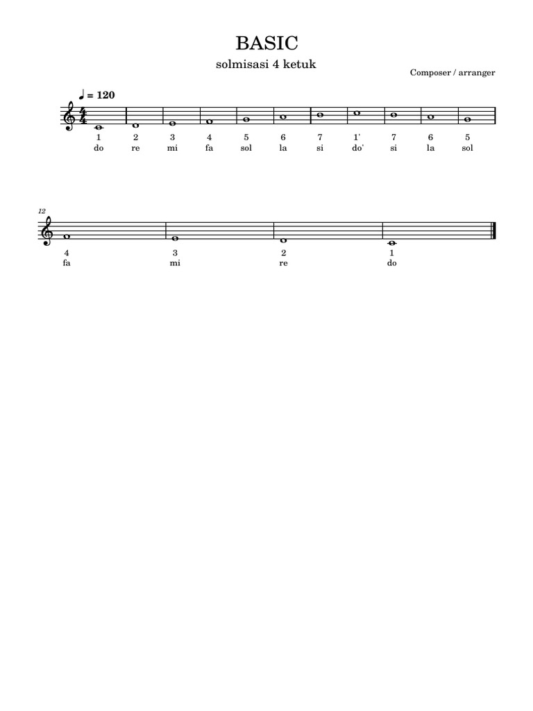 Solmisasi Pianika 4 Ketuk | PDF