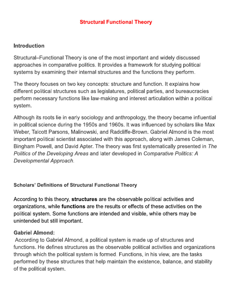 Structural Functunal Theory | PDF