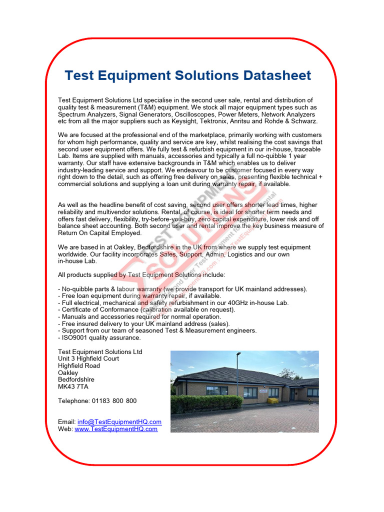 Rohde Schwarz FSH18 Datasheet | PDF | Hertz | Antenna (Radio)