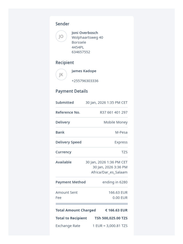 Remitly Transfer Receipt R37661401297 | PDF