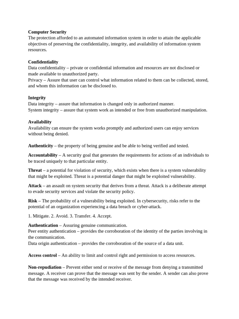 511 (Computer & Network Security) Study Note | PDF | Transmission ...