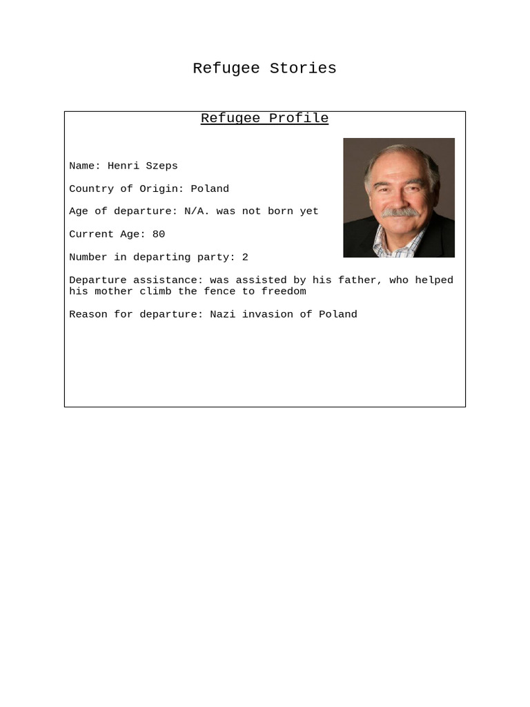 Refugee Stories Profile | PDF