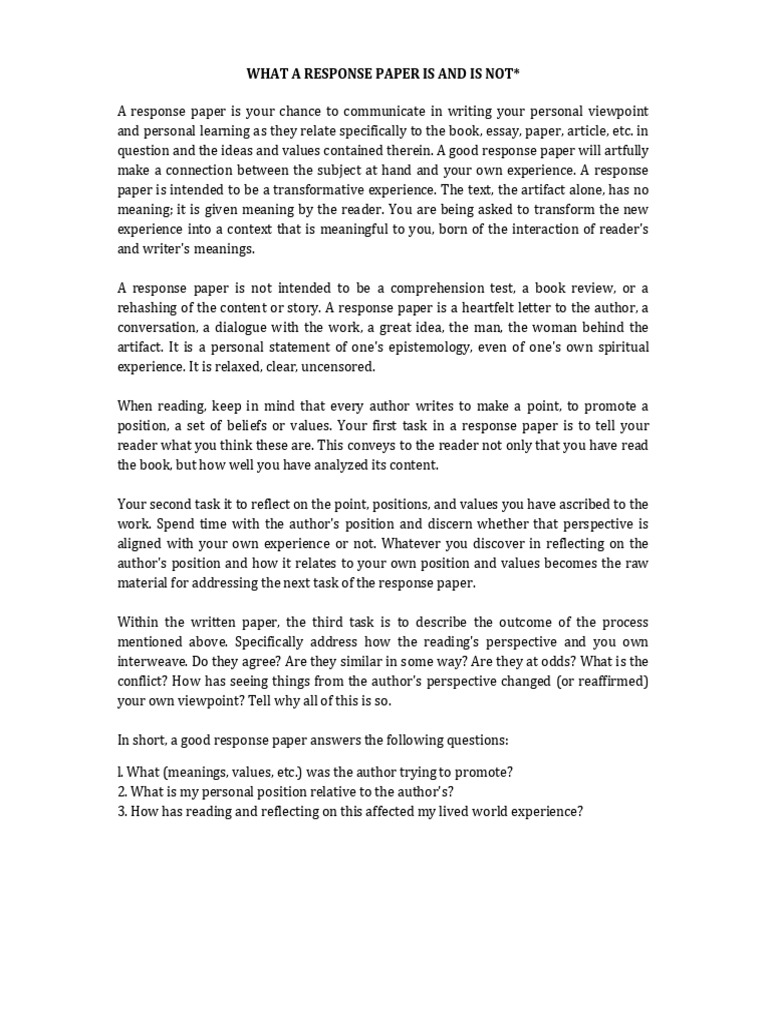 Dos and Donts of Response Paper | PDF