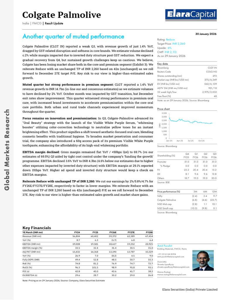 Colgate Palmolive - Elara Securities - 30 January 2026 | PDF | Equity ...
