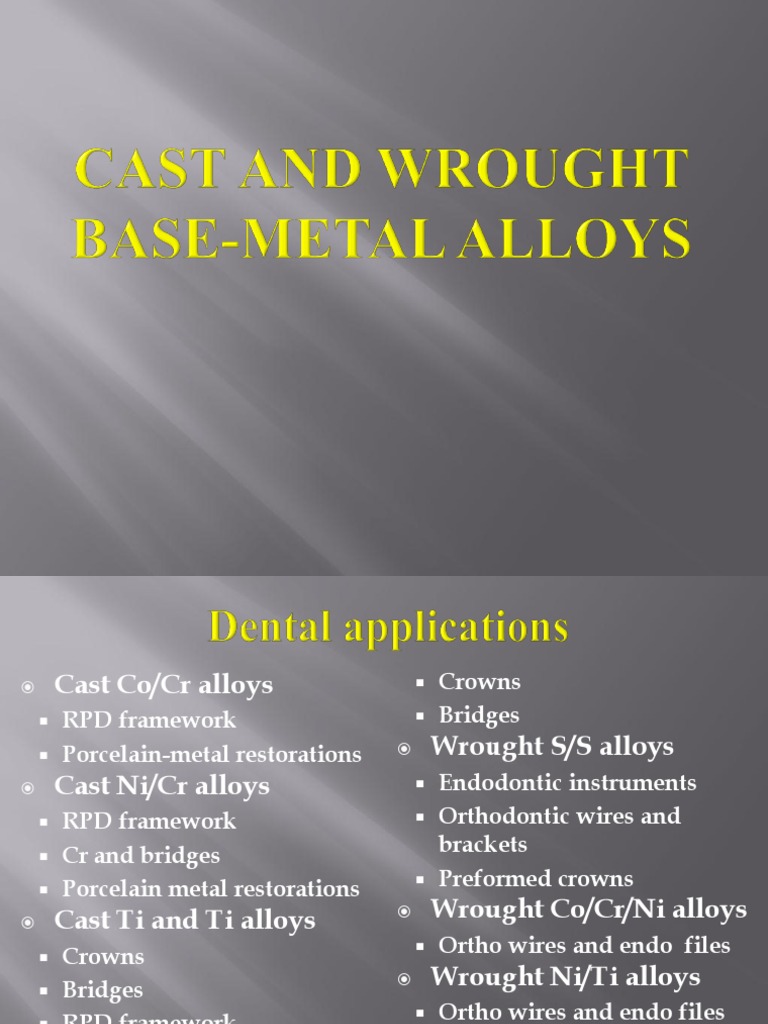 Cast and Wrought Basemetal Alloys Alloy Steel