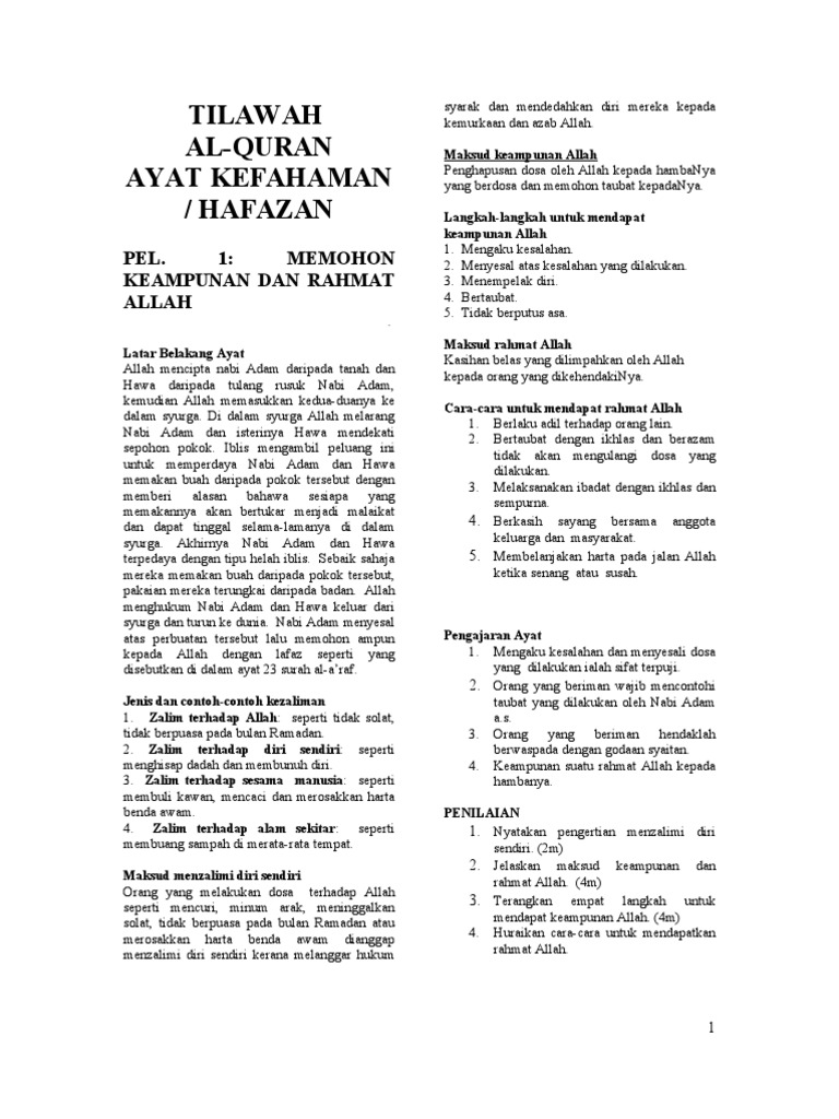 Nota Pendidikan Islam Tingkatan 3
