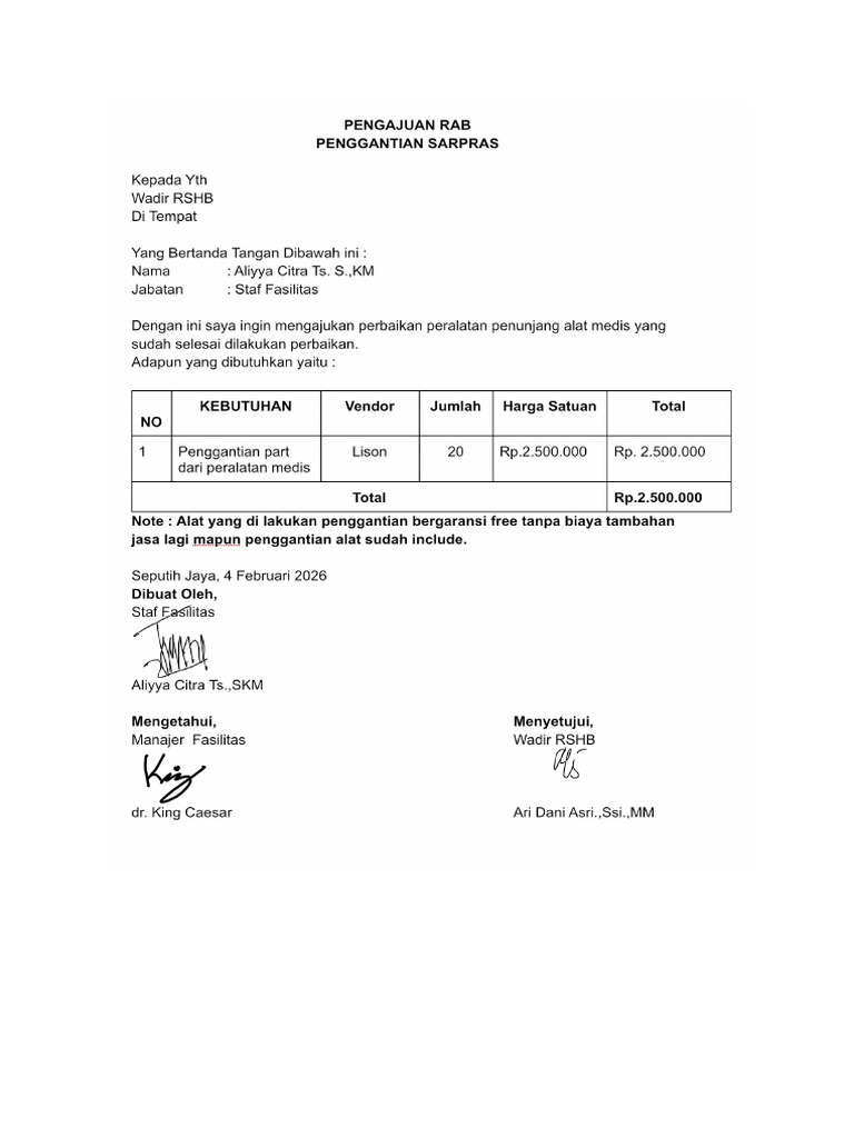Penggantian Part | PDF