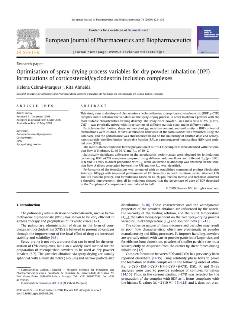 Optimisation of Spray Drying Process Var | PDF