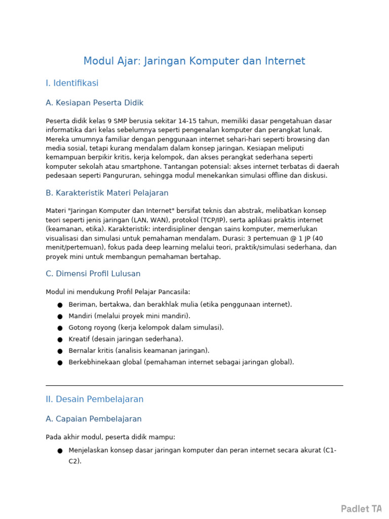 Modul Ajar - Jaringan Komputer Dan Internet | PDF