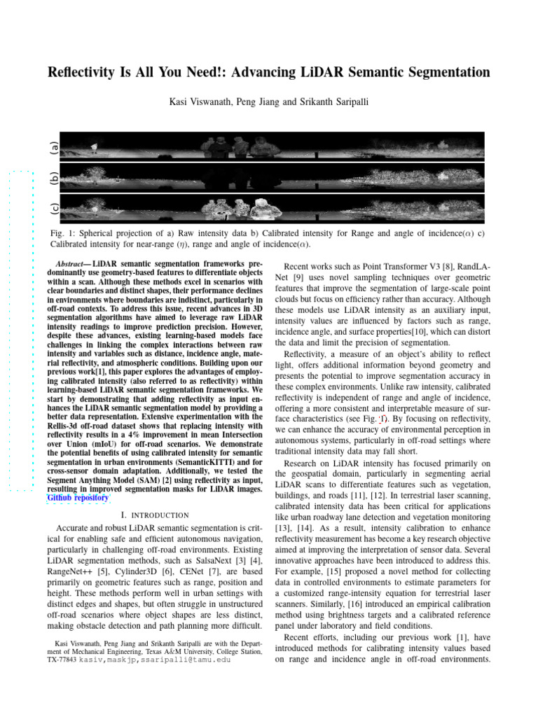 Reflectivity is All You Need | PDF | Lidar | Image Segmentation