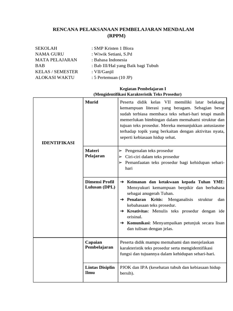 VII RPPM Observasi | PDF