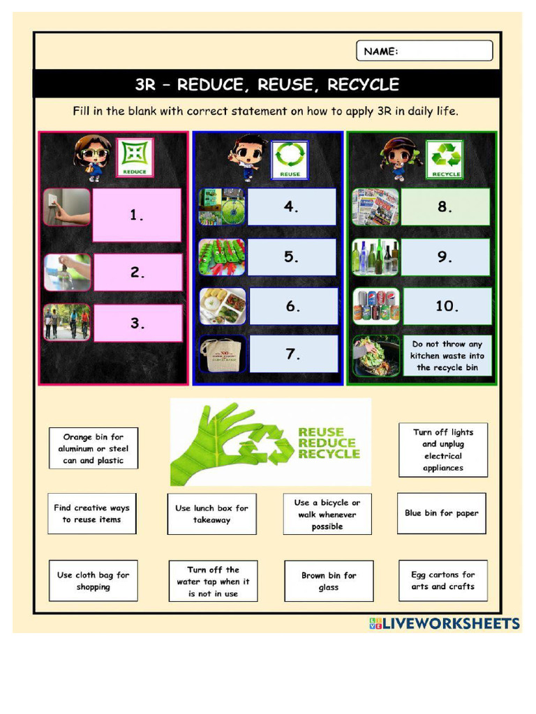 3R Worksheet | PDF