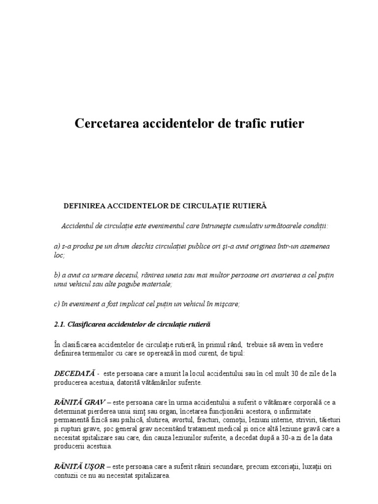 Cercetarea Accidentelor de Trafic Rutier | PDF