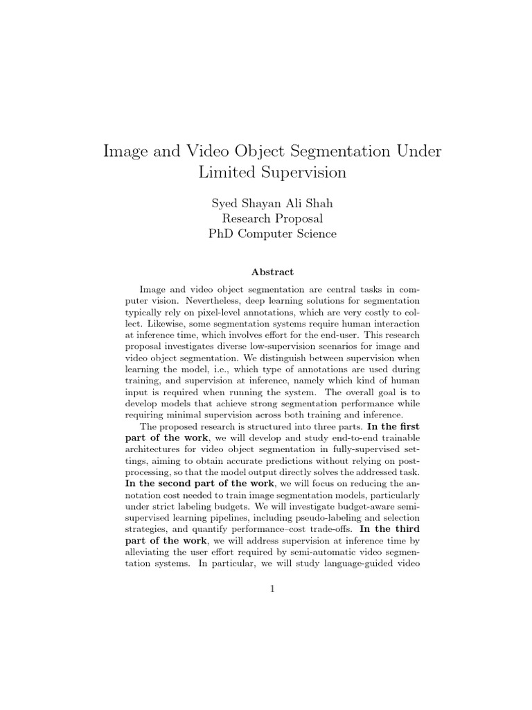 Image and Video Object Segmentation Under Limited Supervision | PDF ...