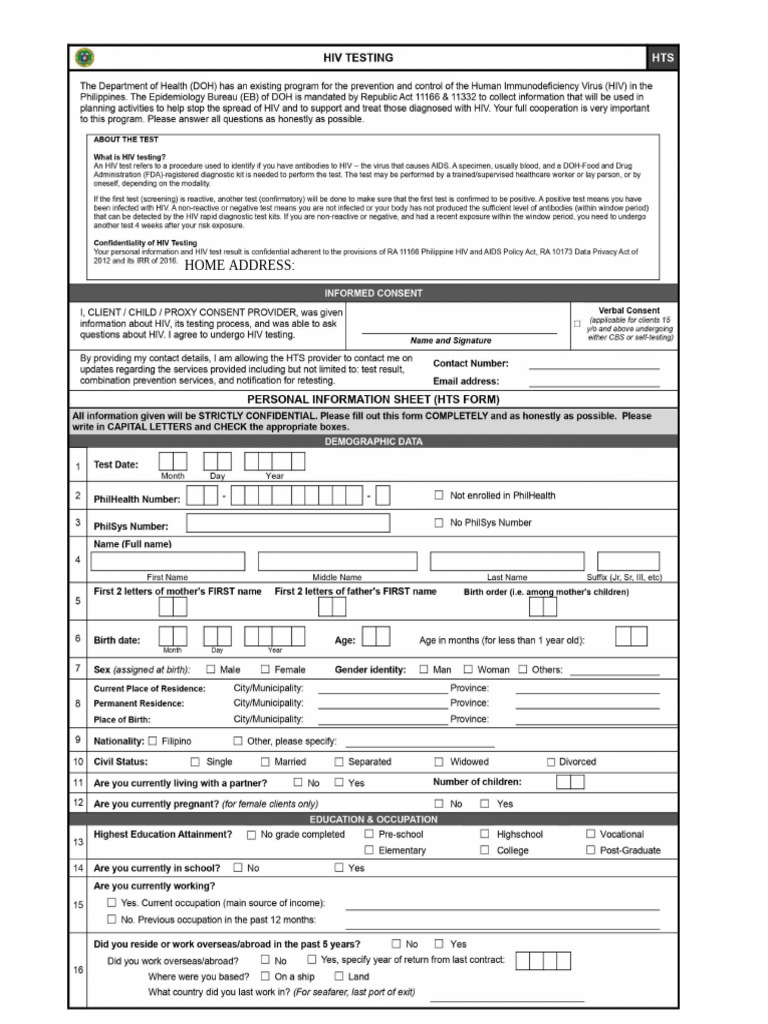 Hts Form 2022 - No Facility | PDF
