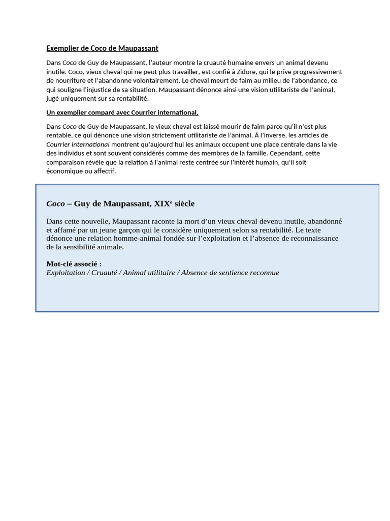 Exemplier de Coco de Maupassant | PDF