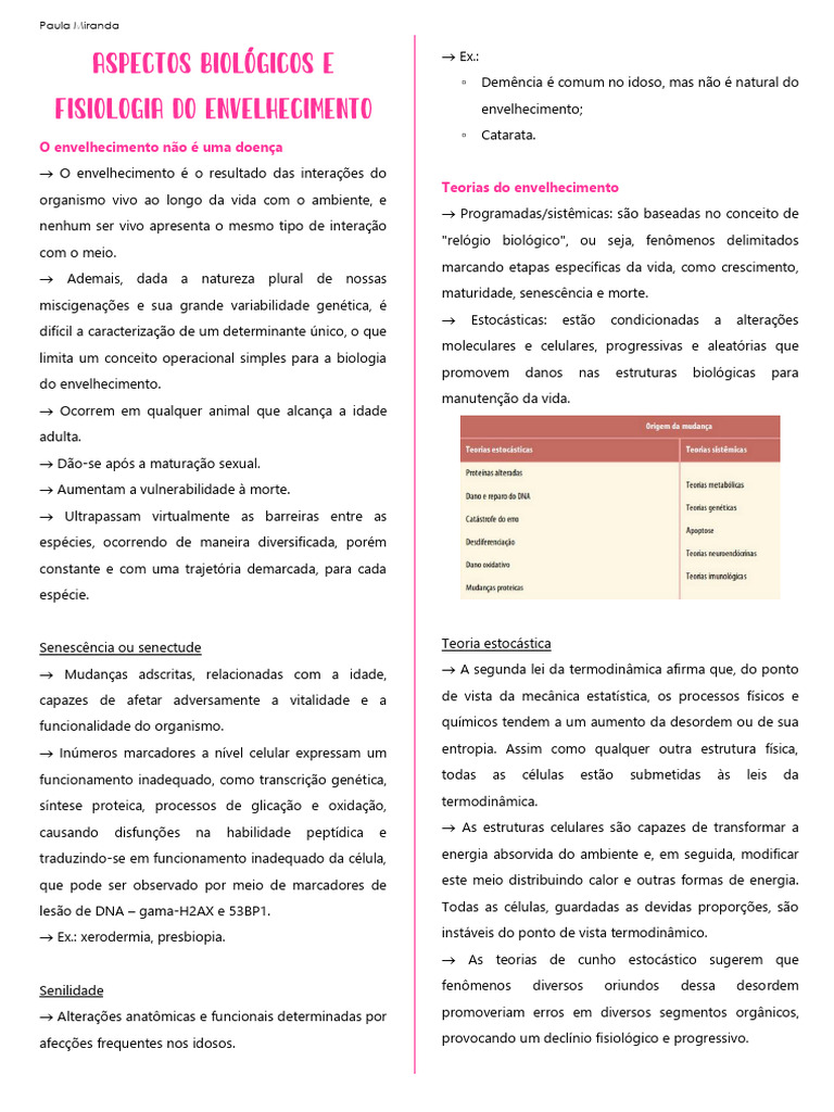 Aspectos Biolã Gicos e Fisiologia Do Envelhecimento 2 | PDF ...