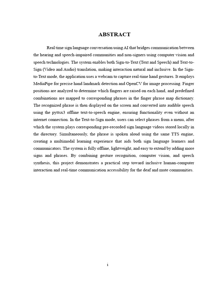 Sign Language Report Final | PDF | Speech Synthesis | Artificial ...