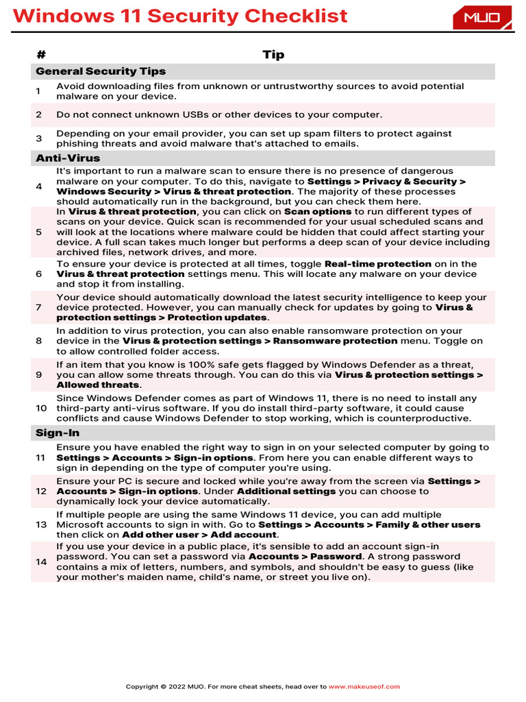 The Essential Windows 11 Security Checklist to Keep Your Computer Safe ...