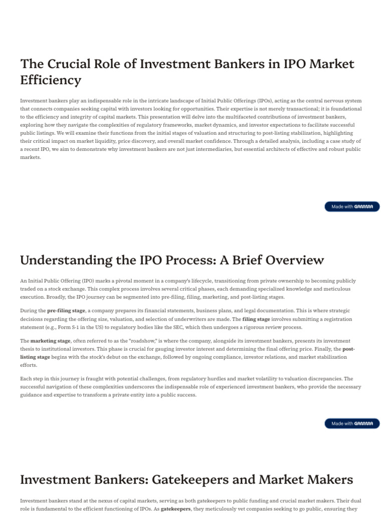 The Crucial Role of Investment Bankers in IPO Market Efficiency | PDF ...