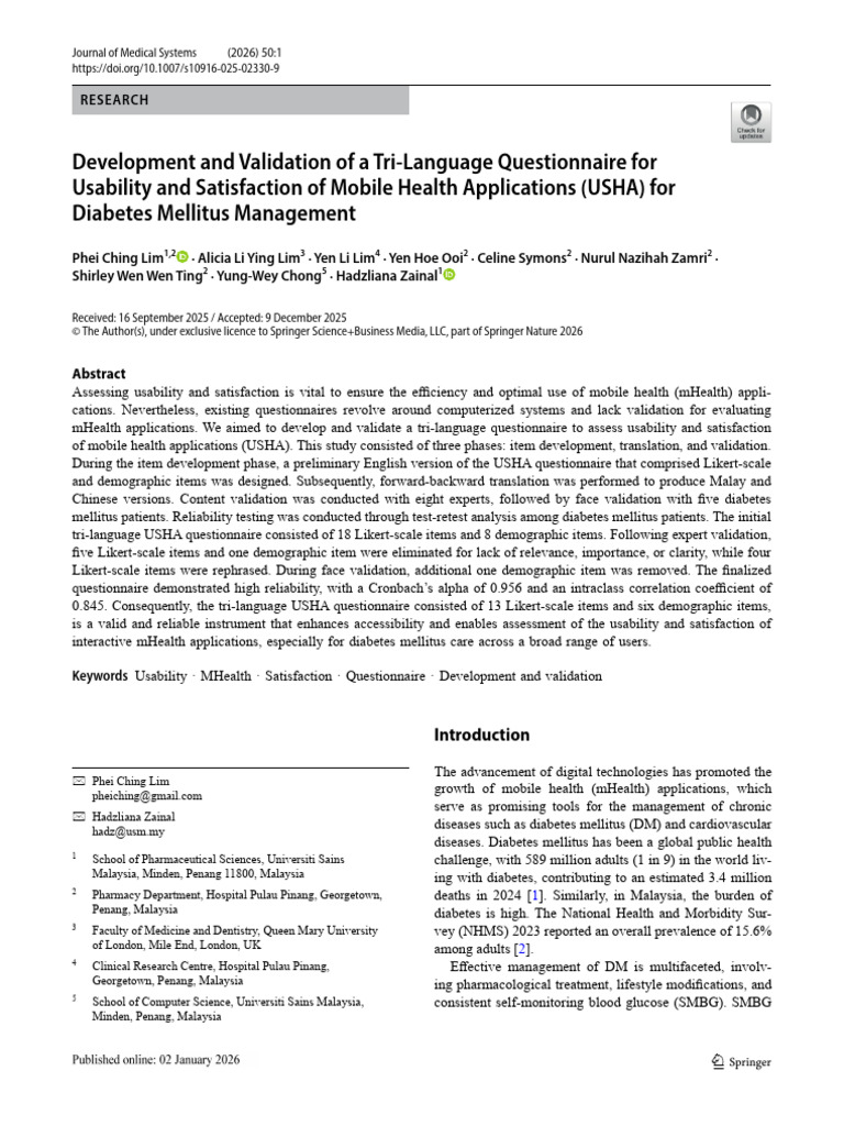 Development and Validation of A Tri-Language Questionnaire For ...
