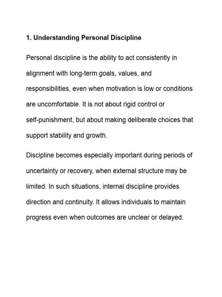 Personal Discipline | PDF | Disciplines | Delayed Gratification