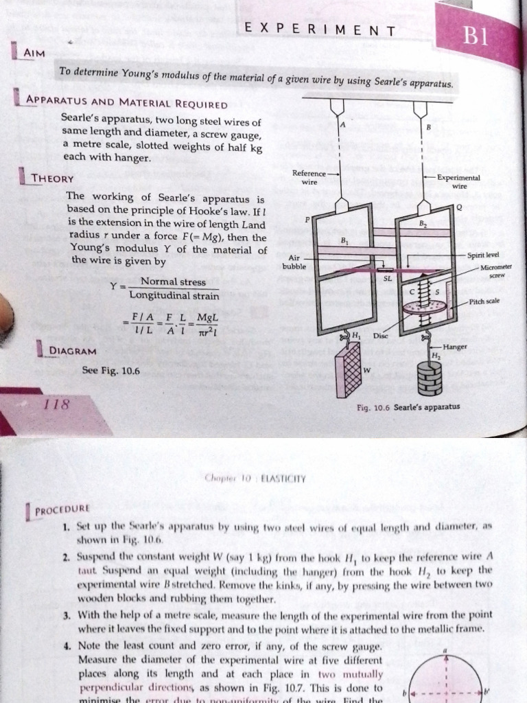 Young's Modules Experiment Class 11 | PDF | Young's Modulus | Screw