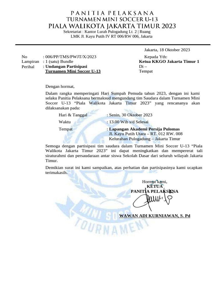Undangan & Juknis (Kkgo JT 1) | PDF