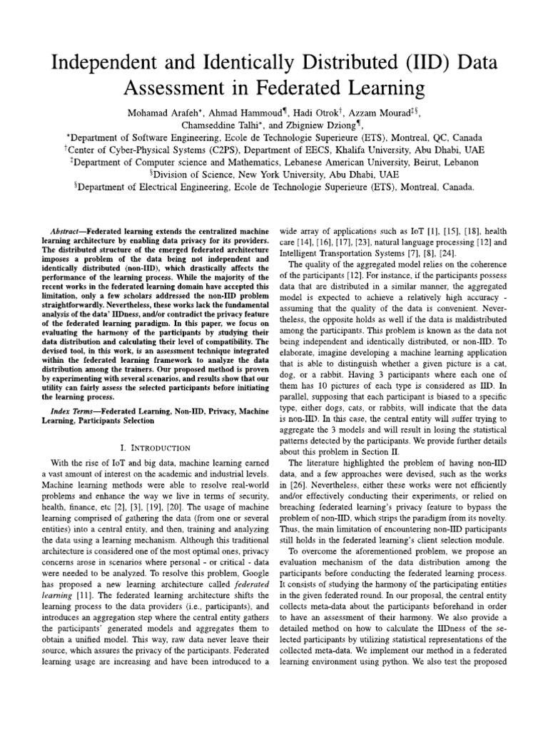 Independent and Identically Distributed (IID) Data | PDF