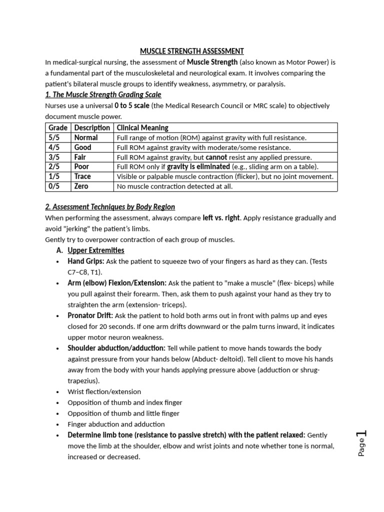 Muscle Strength Assessment | PDF | Anatomical Terms Of Motion ...