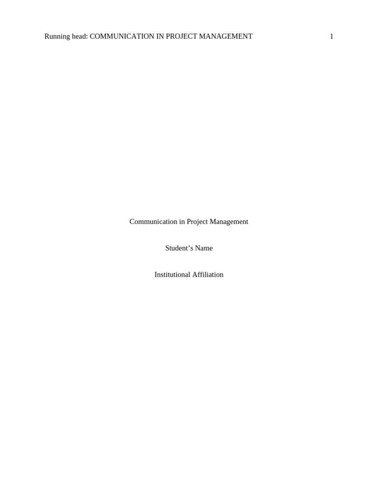 Order 2288034- Communication in Project Management 1p | PDF ...