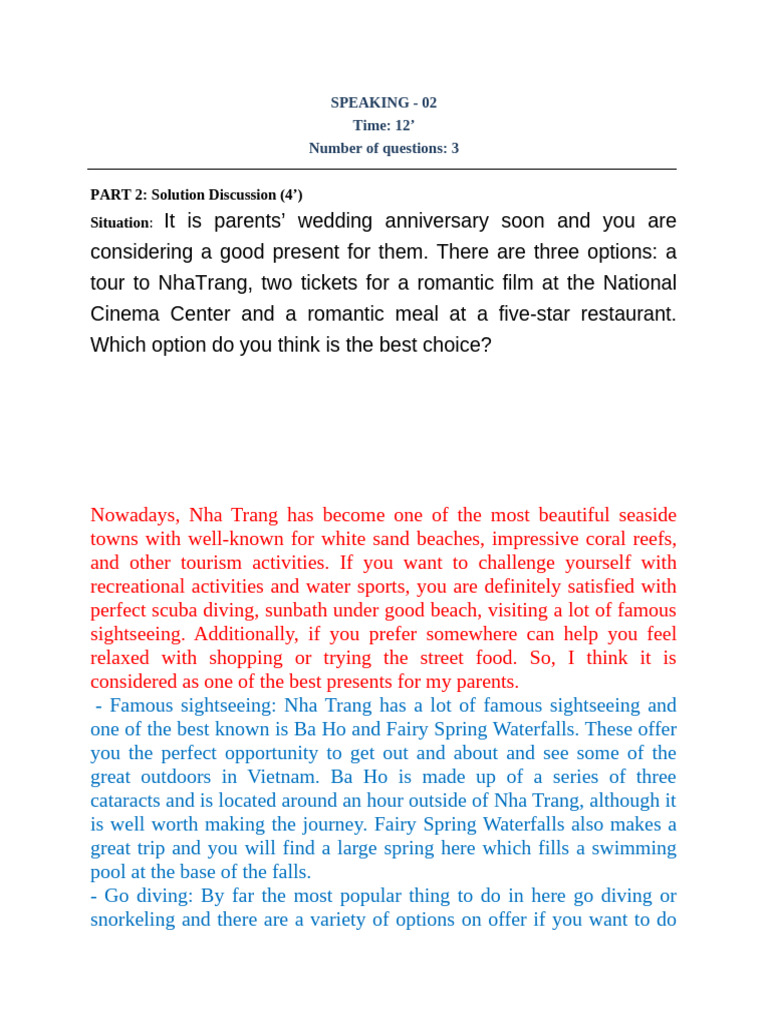Speaking Test 2 | PDF