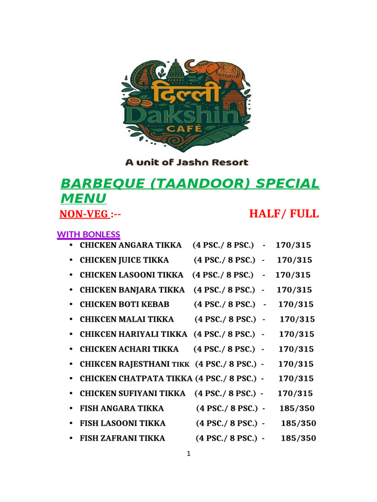 Anil Menu New | PDF