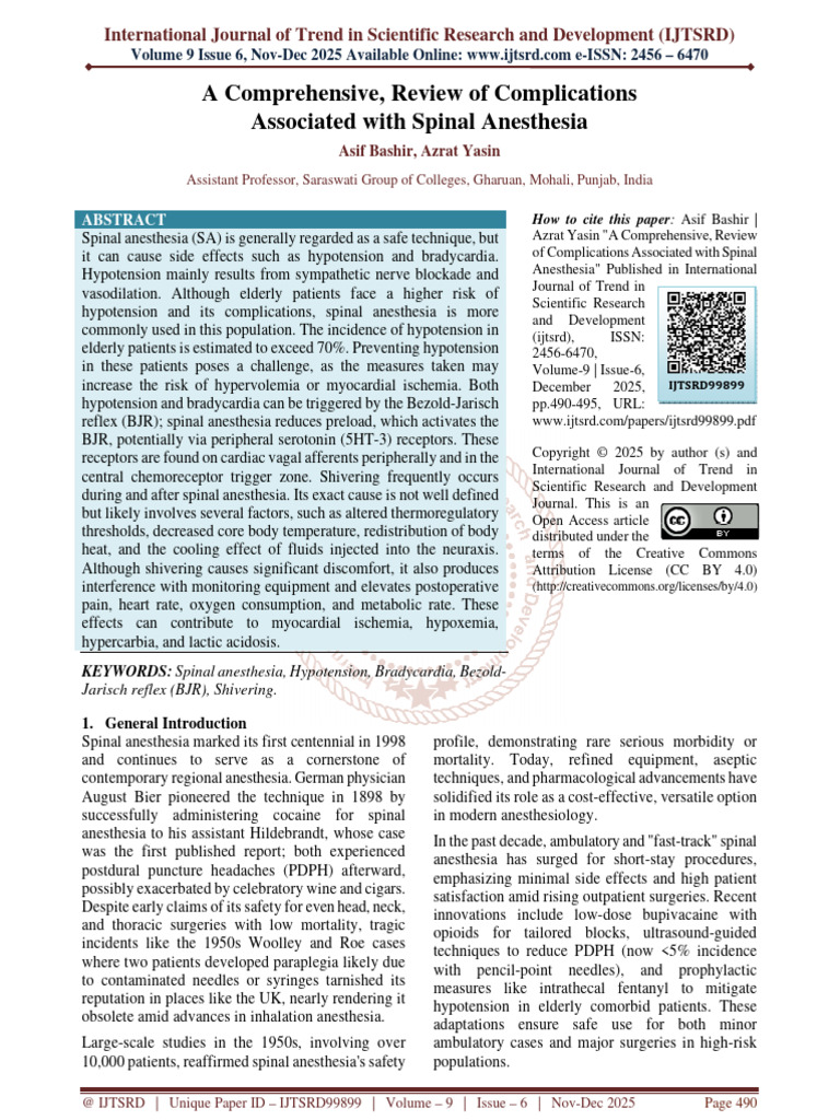 A Comprehensive, Review of Complications Associated With Spinal ...