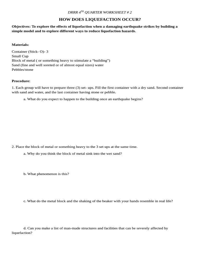 DRRR 4th Quarter Worksheet | PDF