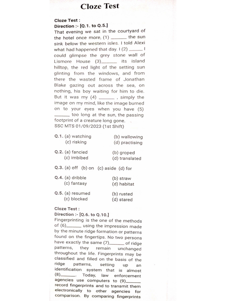 Cloze Test | PDF