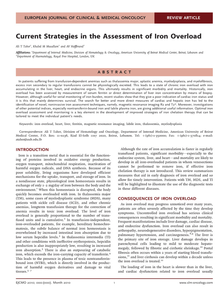 Current Strategies in The Assessment of Iron Overl | PDF | Magnetic ...