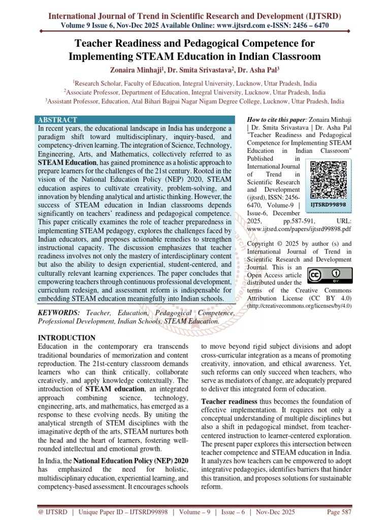 Teacher Readiness and Pedagogical Competence For Implementing STEAM ...