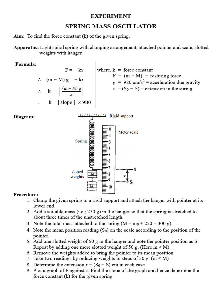 Long Expt Spring Mass Oscillator F 25-26 | PDF | Mechanics | Physics