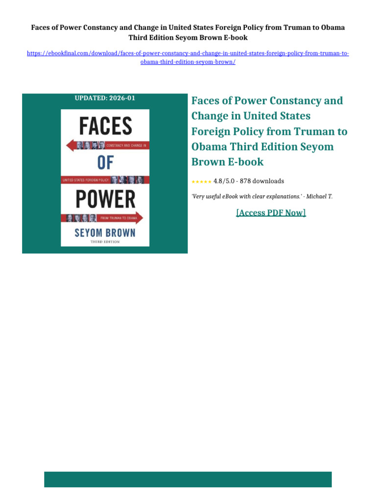 Faces of Power Constancy and Change in United States Foreign Policy ...