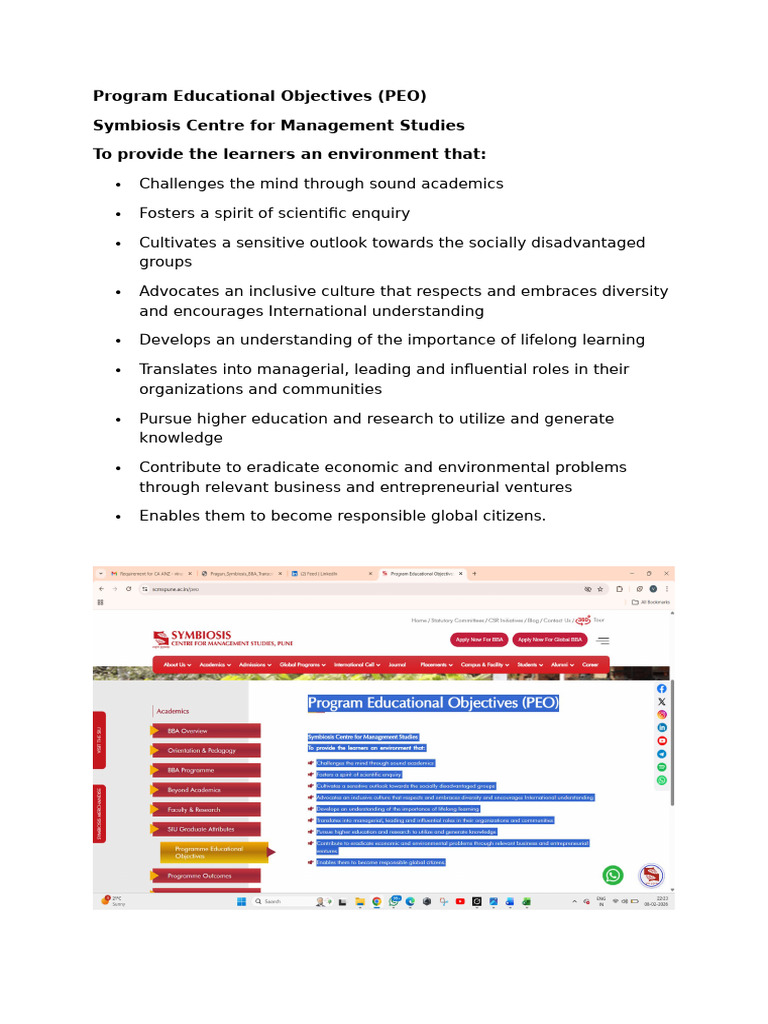 Program Educational Objectives | PDF