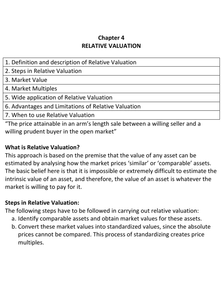 Advantages of Relative Valuation | PDF | Valuation (Finance) | Book Value
