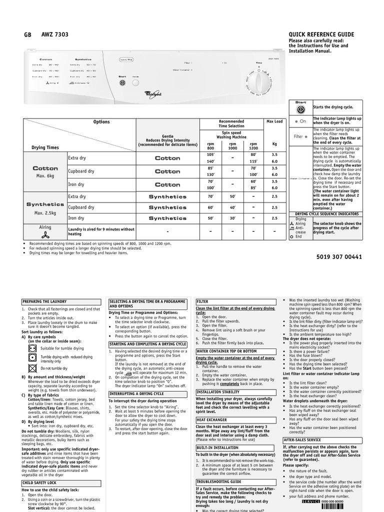 Whirlpool Dryer Manual 01 PDF Clothes Dryer Washing Machine