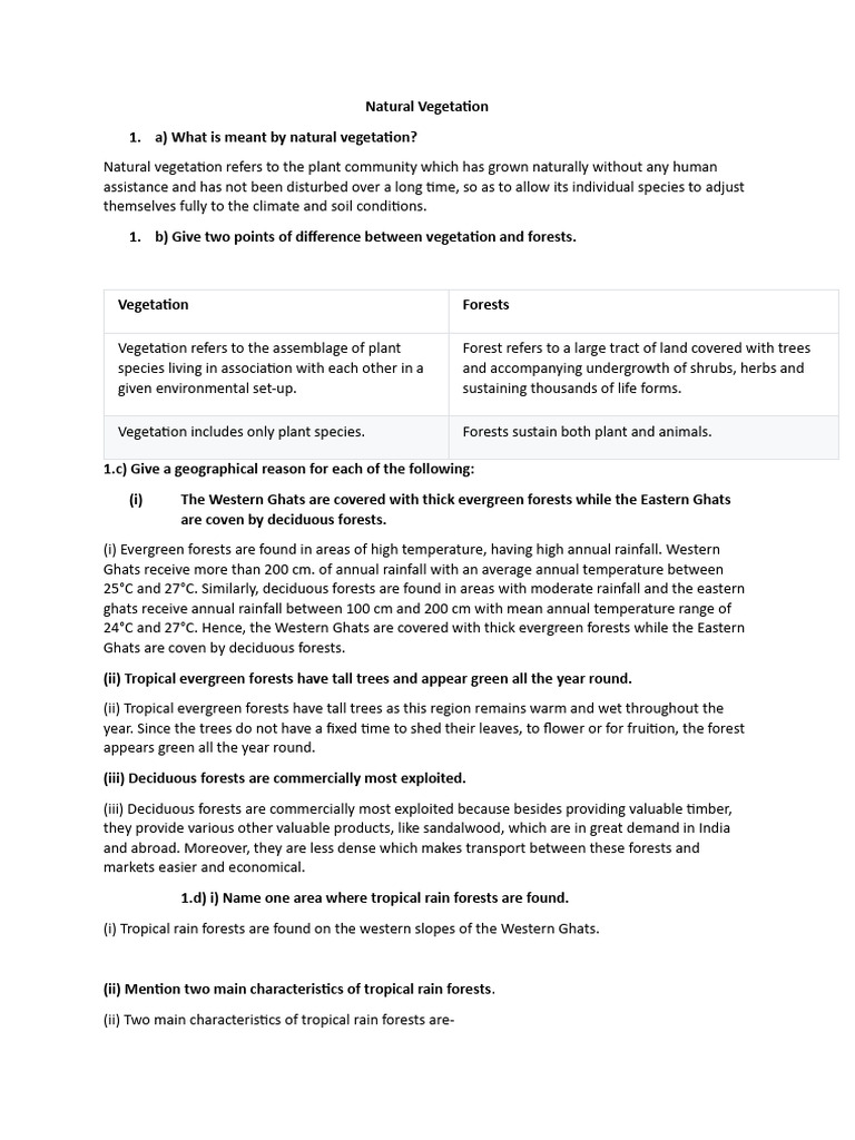 Geography Chapter-9 Natural Vegetation | PDF | Forests | Trees