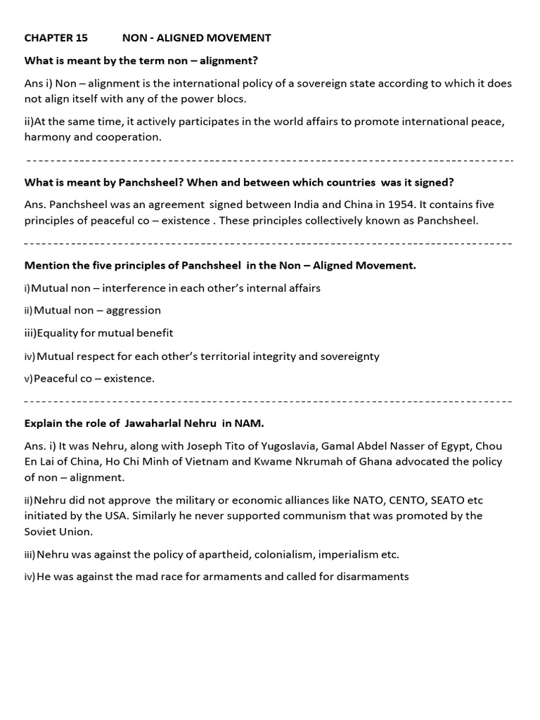 History Chapter-15 Non-Aligned Movement | PDF | Non Aligned Movement ...