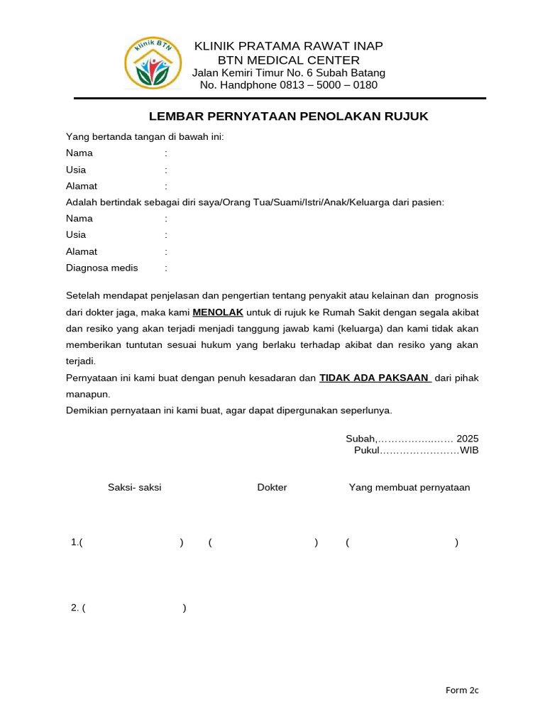 Form Persetujuan Rujukan | PDF