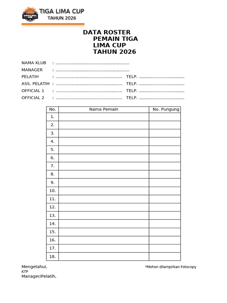 Form Roster KU35 - 2026 | PDF