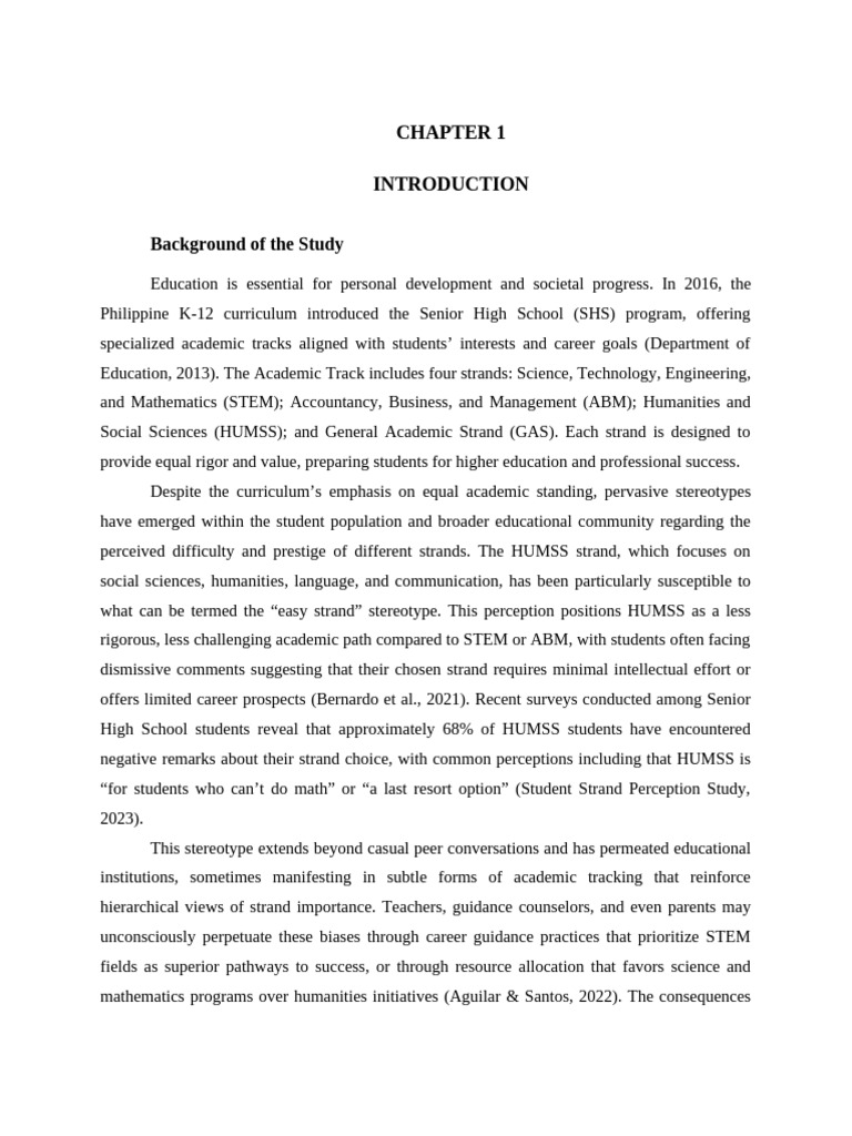 Chapter 1 Complete HUMSS | PDF | Self Esteem | Stereotypes