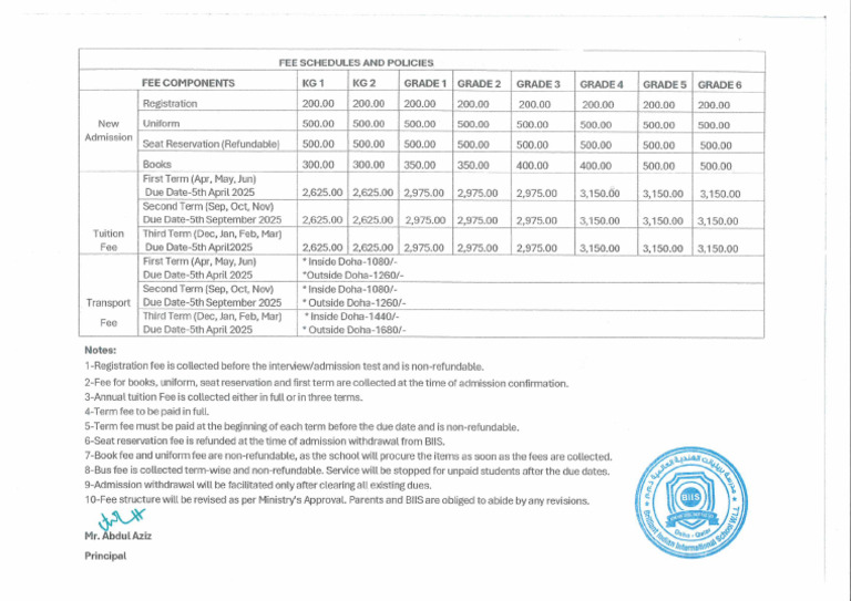 Fee Structure 2026-27 | PDF